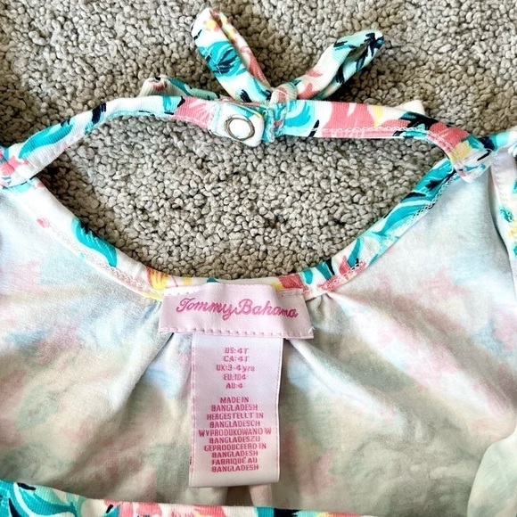 Tommy Bahama casual sleeveless dress size 4T white, coral teal - Picture 6 of 9